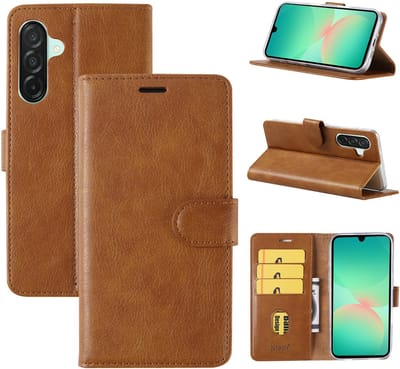 Hoesje Geschikt Voor Samsung Galaxy A26 Hoesje met Pasjeshouder – bookcase Portemonnee - Bruin
