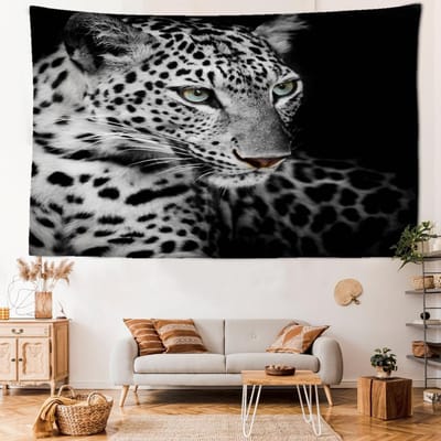 Black Panther Wandkleed Dier Hippie Tapijten Psychedelisch Mysterieus Slaapkamer Huisdecoratie Achtergronddoek 95x70CM gray