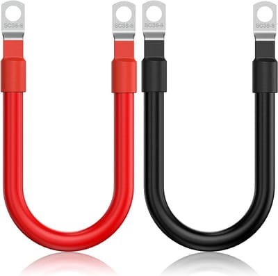 Batterijkabel 30 cm, 2 AWG, 33 mm² voor auto, motorfiets, camper en vrachtwagen - 2 stuks