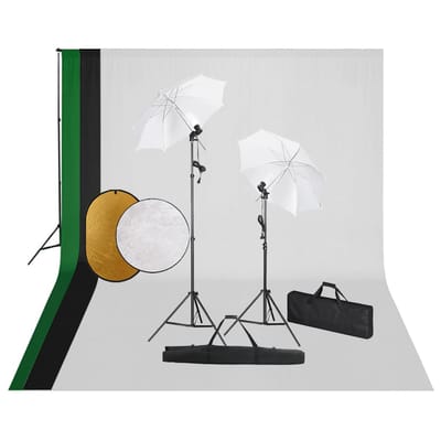 vidaXL - Fotostudioset - met - lampen, - achtergrond - en - reflector