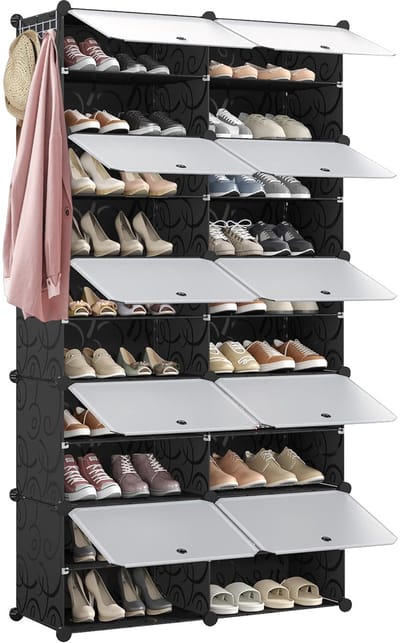 PIPIPOXER-Schoenenkast -10 Lagen Schoenenrek -Opbergkast voor 40 Paar-Schoenen Opbergsysteem,Zwart