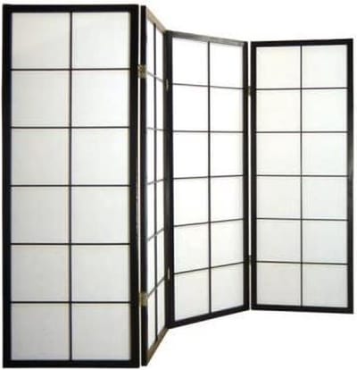 Fine Asianliving Japanese Room Divider L180cmxH130cm Shoji Rice Paper Black 4 Panel