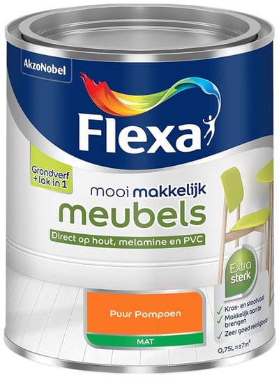 Flexa - Mooi Makkelijk Meubels Mat - Puur Pompoen - Mengverf - 750 Ml