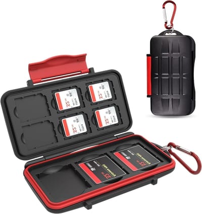 9 Slots SD Card Houder voor 6 SD Kaarten & 3 CF Compact Flash Kaarten, Waterdichte en Schokbestendige Opslagoplossing voor SDHC, SDXC en CF Geheugenkaarten