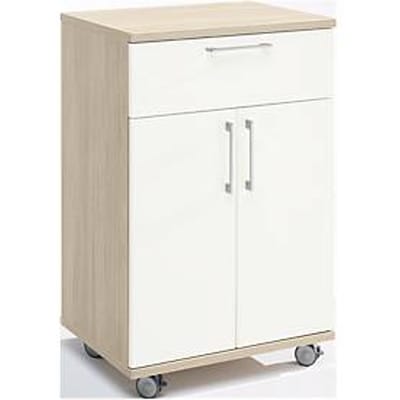 Verrijdbare cateringkast met draaideuren, B 650 x D 480 x H 1000 mm, decor Artic Oak/wit