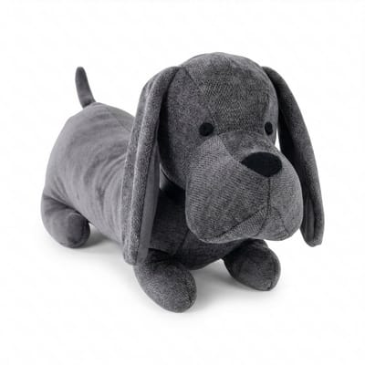Cheqo® Deurstopper Teckel - Deurstop Hond - Stoffen Deurstopper - Deurstopper Dieren - Deurstop Kinderkamer - Donkergrijze Deurstopper