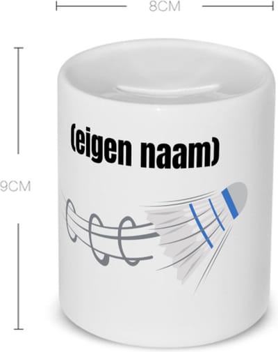 Akyol - badminton shuttle met eigen naam Spaarpot - Badminton - badmintonner - sport - verjaardag cadeau - kado - geschenk - 350 ML inhoud