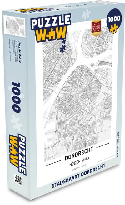 Puzzel Stadskaart Dordrecht - Legpuzzel - Puzzel 1000 stukjes volwassenen - Plattegrond