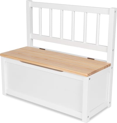 ib style® Noa Opbergbak - Kinder Stoel - Zitbank - Opbergdoos met Deksel- Wit