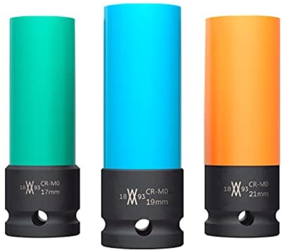 3-delige Krachtdoppenset voor Aluminium Velgen - 17mm, 19mm, 21mm - Geschikt voor Slagschroevendraaiers