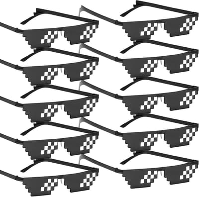 Zonnebril mozaïekbril voor feestjes - Uniseks pixelbril set - Ideaal voor verkleedpartijen - 10 stuks