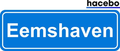 Hacebo - Plaatsnaam Sticker - 29x10 CM - Eemshaven sticker - Verkeersborden sticker - grappige cadeaus - Eemshaven