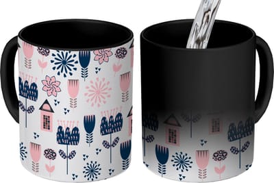 Magische Mok - Foto op Warmte Mokken - Koffiemok - Patroon - Pastel - Scandinavië - Magic Mok - Beker - 350 ML - Theemok