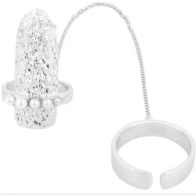 Bague d'ongle couleur argent déclaration design simple fête bagues d'ongle pour femmes couvre-ongle blanc