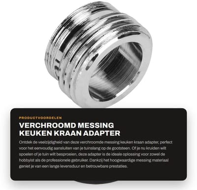 Dailygoods - Verchroomd Messing Keuken Kraan Adapter - Tuinslang Koppeling - Duurzaam en Betrouwbaar - Klein formaat - Dubbele Draad Beluchter - Makke...