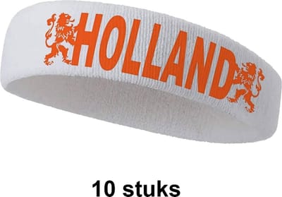 Zweetband - wit - 10 stuks – bedrukt - Europees kampioen - EK WK voetbal - Nederlands elftal