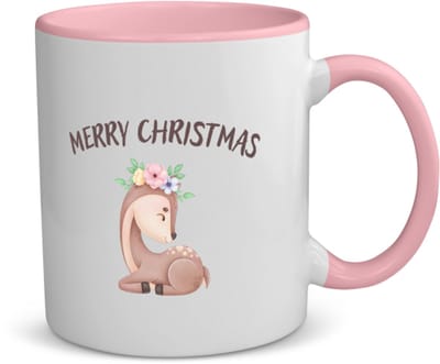 Akyol - kerst rendier koffiemok - theemok - roze - Kerstmis - kerst beker - winter - kerst - christmas - kerst cadeau - 350 ML inhoud