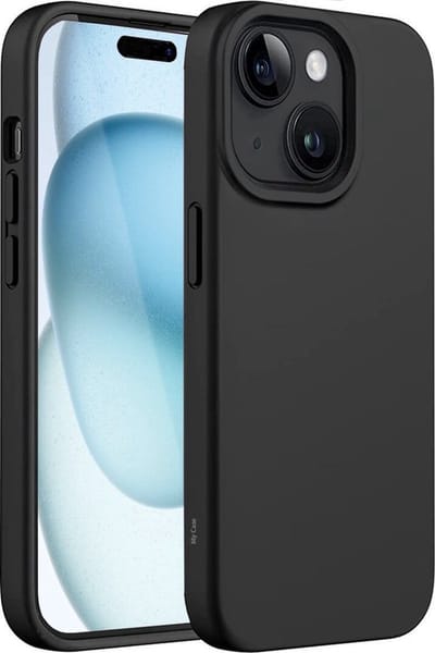 Hoesje geschikt voor iPhone 15 Plus Hoesje Zwart - Siliconen Hoesje Case Cover Zwart