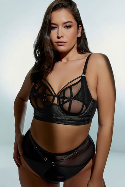 Playful Promises Balconettebh Van Mesh Met Meerdere Bandjes In Zwart Size 85C