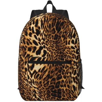 Leren Luipaardprint Rugzak Student Boekentas Kinder Schooltas Laptop Schoudertassen voor Mannen Vrouwen One Size