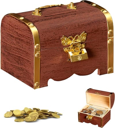 Retro Houten Schatkist - Kleine Opbergdoos met Slot en Sleutels voor Geld en Decoratie, Perfect voor Vintage Styling en Organisatie