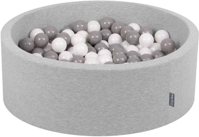 KiddyMoon ballenbad 90x30cm - 200 ballen ∅ 7cm ballenbad met kleurrijke ballen voor baby's kinderen rond - lichtgrijs:wit/grijs