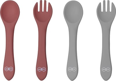 JU&MP Kinderbestek - Baby - 2 baby lepels en vorken - Baby Bestek - BPA-Vrij - Roze