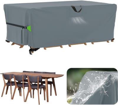 Famanu – Afdekking voor tuinmeubelen - waterdicht - 180 x 120 x 74 cm - rechthoekige beschermhoes - winddicht - loungemeubelafdekking - afdekhoezen voor tuintafels - zitgroep - terrasmeubels - grijs