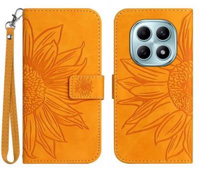 Coverup Hoesje - Geschikt voor Xiaomi Redmi Note 15 / Poco M8 Hoesje - Coverup Zonnebloem Book Case met Koord - Oranje