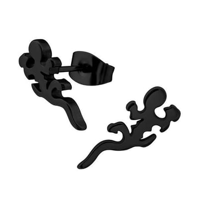 Amanto Oorbellen Eruma Black - 316L Staal - Salamander - 7x13mm