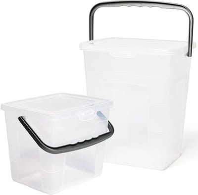 Novaliv Voordeelset Wasmiddeldoos met deksel 4 liter + 7 liter I Transparant I Doos Waspoeder Opbergdoos met handvat Wasmiddel Opbergdoos Wasmiddelcontainer Waspoedercontainer