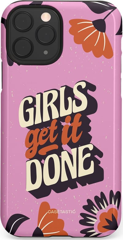 Casetastic hoesje geschikt voor Apple iPhone 11 Pro - Dubbellaagse bescherming - Girls get it done - Fashion Case - Lila Donkergrijs Terracotta