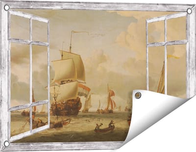 Gards Tuinposter Doorkijk De Rede van Enkhuizen - Abraham Storck - 60x40 cm - Tuindoek - Tuindecoratie - Wanddecoratie buiten - Tuinschilderij