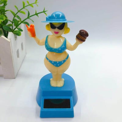 1 pièce Décoration de Voiture Décoration Solaire Poupée à Ressort Personnage de Dessin Animé Femme Riche Modélisation Décoration Cadeau Créatif Accessoires Intérieurs de Voiture bleu