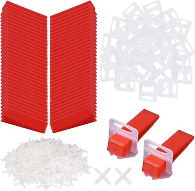 Tegel Nivelleringssysteem - Vloer Egaliseren - Perfecte Tegel Leggen - Herbruikbare Wiggen - 2 mm Set - Rood Transparant