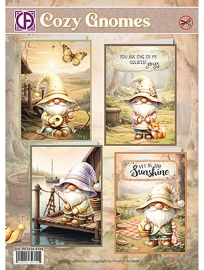 Kaartenpakket - Cozy Gnomes - Creative CutOuts - Voor het maken van 4 prachtige 3D-wenskaarten - Gratis verzonden - RE2530-0194