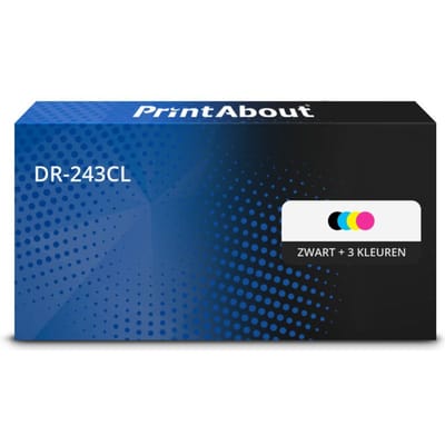 PrintAbout huismerk Drum DR-243CL Zwart + 3 kleuren Geschikt voor Brother