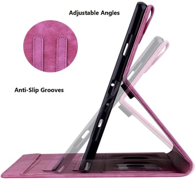 Luxe Bescherm-Etui Hoes Map geschikt voor Samsung Galaxy Tab A11 Plus - A9 Plus - 11" - Bloemen en Kat - Roze