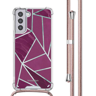 imoshion Hoesje - Geschikt voor Samsung Galaxy S21 - Design Hoesje met Koord - Bordeaux Graphic