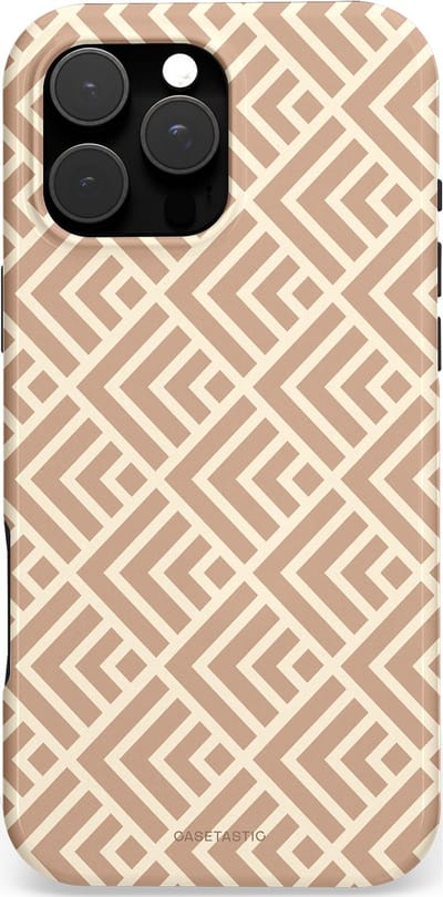 Casetastic hoesje geschikt voor Apple iPhone 16 Pro Max - MagSafe - Dubbellaagse bescherming - Abstract Zand Kunst - Fashion Case - Crème Perzik