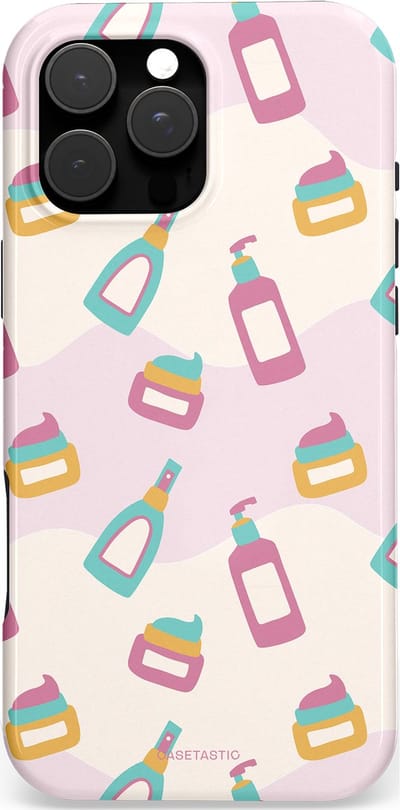 Casetastic Hoesje Geschikt voor Apple iPhone 16 Pro Max Magsafe - Stijlvolle Beschermende Duo-layer Case - Bubbels & Borstels - Clean Girl - Makeup