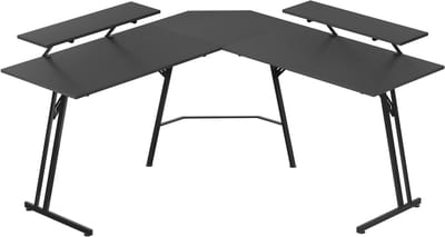 ACXIN Gaming Bureau - L-vormig met Monitorstandaard - Ergonomisch Hoekbureau met Carbon Fiber Blad - Groot Computertafel voor Homeoffice - 140x120 cm
