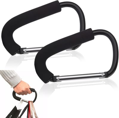 Zwarte aluminium kinderwagenhaken - 2 stuks - voor tassen en accessoires