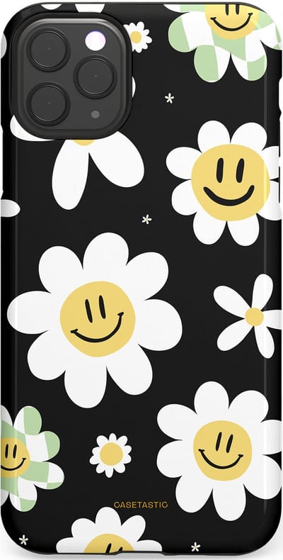 Casetastic hoesje geschikt voor Apple iPhone 11 Pro Max - Dubbellaagse bescherming - Vrolijke Madeliefjes - Fashion Case - Zwart Wit Grijs Goud