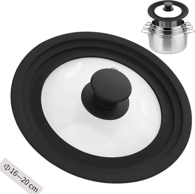 Lid voor kookpotten - pannen en koekenpannen - siliconen deksel voor koekenpannen - geschikt voor kookgerei met een diameter van 16/18/20 cm - gehard glas met hittebestendige siliconen rand