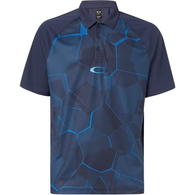 Oakley Mouw Kraag Heren Blauw Navy Spiegel Golf Grafisch Polo Shirt 434430 6FB