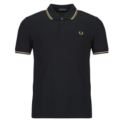 Fred Perry Twin tipped polo - black ecru dark caramel