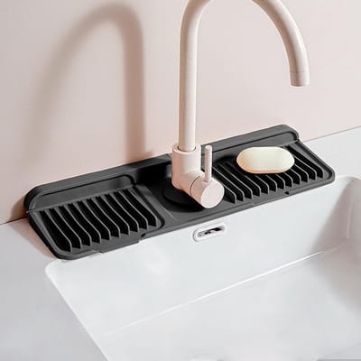 Gootsteenmat - Afdruipmat - Siliconen kraanmat - Afvoermat - Keukenmat - Druppelvanger - Lekvrije spatbescherming - Hellingshoek 6° -Achter de kraan - Keukenaccessoires - Keukengadgets - Spoelaccessoires voor aanrecht