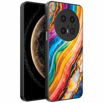 Geschikt voor Huawei Mate 70 Telefoonhoesje met Regenboog Goud Marmer Opdruk - TPU Backcover Case Rainbow Gold Marble Design - Smartphonica geschikt voor Huawei Mate 70