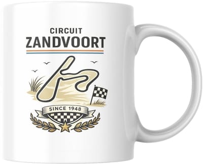Hip met Pit Creaties - F1 Mok Zandvoort - Formule 1 Circuit Mok - Grand Prix Zandvoort Nederland - Keramische Racemok - F1 Cadeau Merchandise - Formule 1 Fan